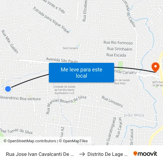 Rua Jose Ivan Cavalcanti De Melo, 265 to Distrito De Lage Grande map