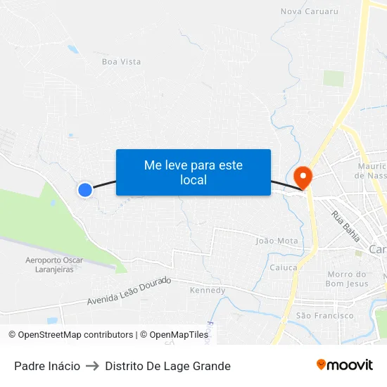 Parada Final | Vl. Pe. Inácio - Rua Dr. Zadir Barbosa De Oliveira, 514 to Distrito De Lage Grande map