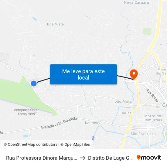 Rua Professora Dinora Marques, 100 to Distrito De Lage Grande map