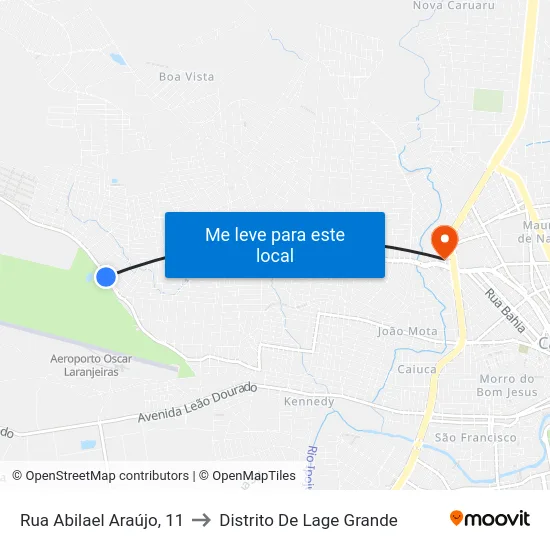 Rua Abilael Araújo, 11 to Distrito De Lage Grande map