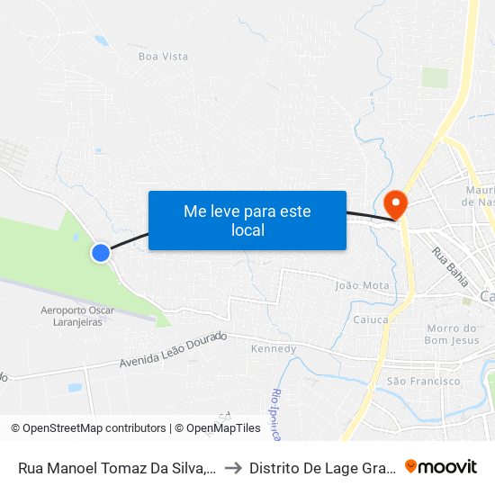 Rua Manoel Tomaz Da Silva, 501 to Distrito De Lage Grande map