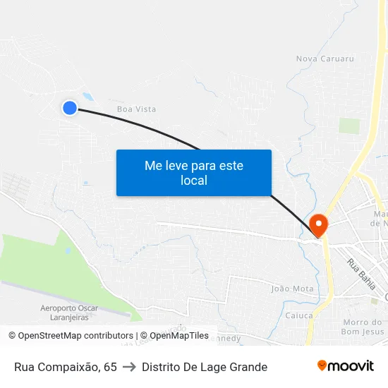 Rua Compaixão, 65 to Distrito De Lage Grande map