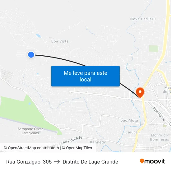 Rua Gonzagão, 305 to Distrito De Lage Grande map