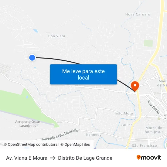 Av. Viana E Moura to Distrito De Lage Grande map