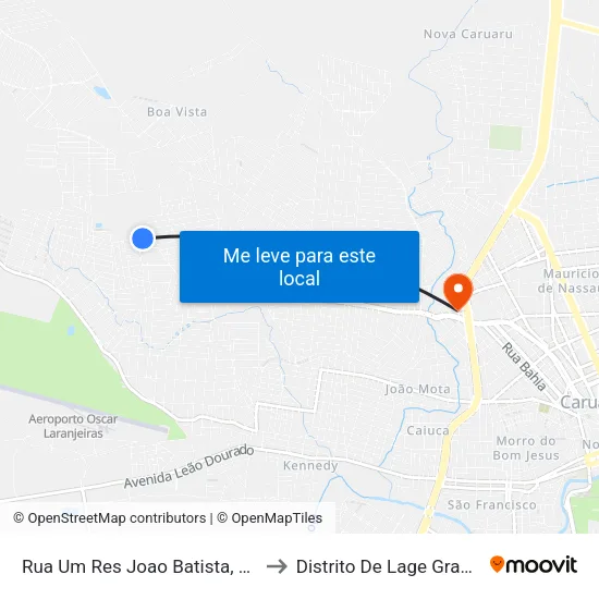 Rua Um Res Joao Batista, 342 to Distrito De Lage Grande map