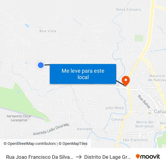 Rua Joao Francisco Da Silva, 261 to Distrito De Lage Grande map