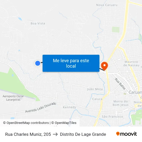 Rua Charles Muniz, 205 to Distrito De Lage Grande map