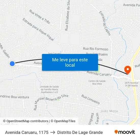 Avenida Caruaru, 1175 to Distrito De Lage Grande map