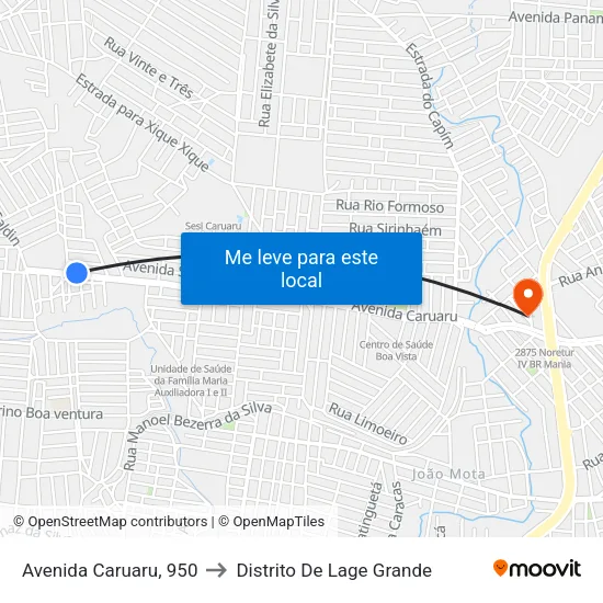 Avenida Caruaru, 950 to Distrito De Lage Grande map