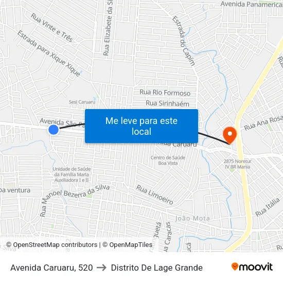 Avenida Caruaru, 520 to Distrito De Lage Grande map