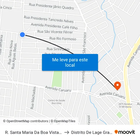 R. Santa Maria Da Boa Vista, 836 to Distrito De Lage Grande map
