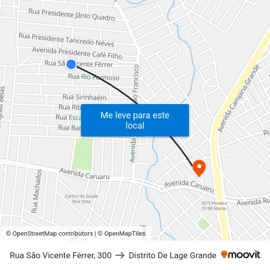 Rua São Vicente Férrer, 300 to Distrito De Lage Grande map