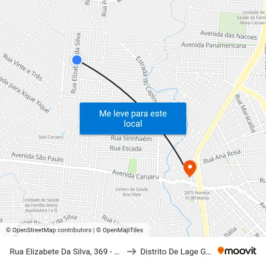 Rua Elizabete Da Silva, 369 - Caruaru to Distrito De Lage Grande map