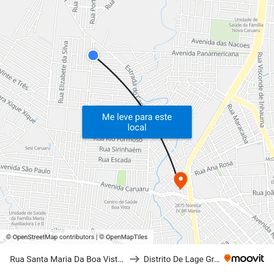 Rua Santa Maria Da Boa Vista, S/N - Caruaru to Distrito De Lage Grande map