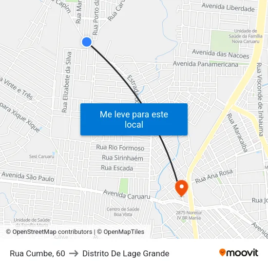 Rua Cumbe, 60 to Distrito De Lage Grande map