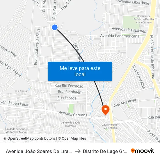 Avenida João Soares De Líra, 1365 to Distrito De Lage Grande map