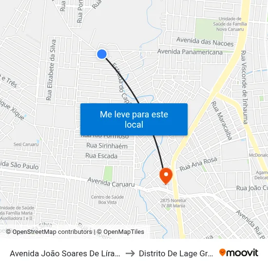 Avenida João Soares De Líra, 1505 to Distrito De Lage Grande map