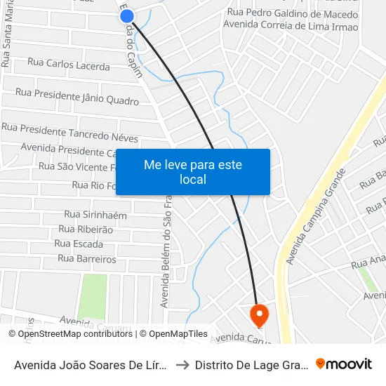 Avenida João Soares De Líra, 10 to Distrito De Lage Grande map
