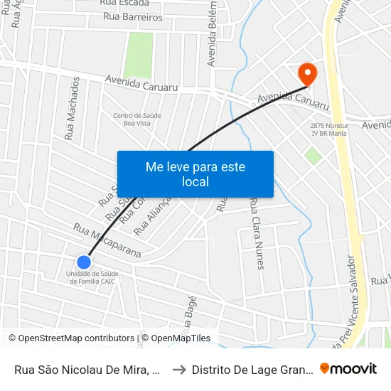 Rua São Nicolau De Mira, 610 to Distrito De Lage Grande map