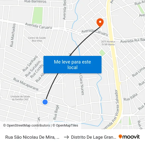 Rua São Nicolau De Mira, 244 to Distrito De Lage Grande map
