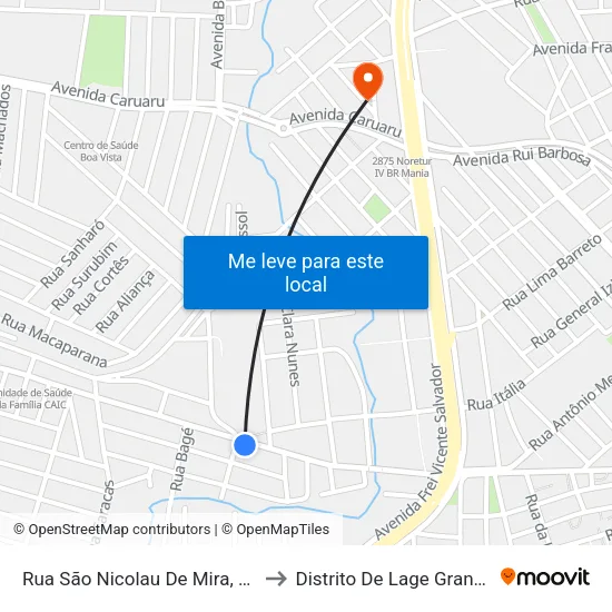 Rua São Nicolau De Mira, 12 to Distrito De Lage Grande map