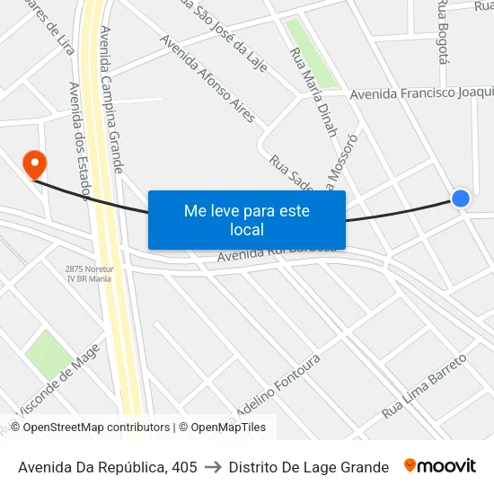 Avenida Da República, 405 to Distrito De Lage Grande map