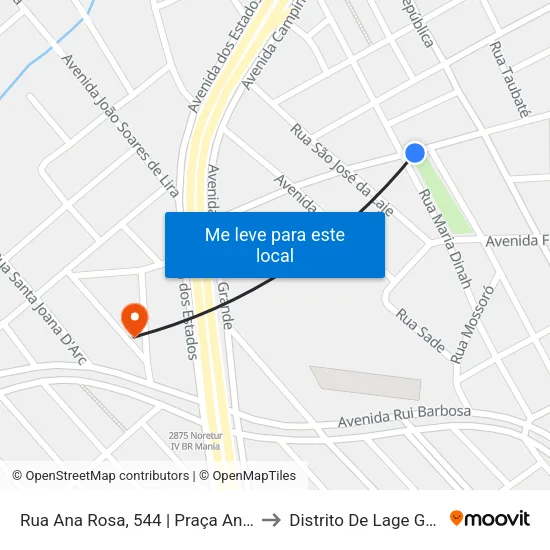 Rua Ana Rosa, 544 | Praça Ana Rosa to Distrito De Lage Grande map