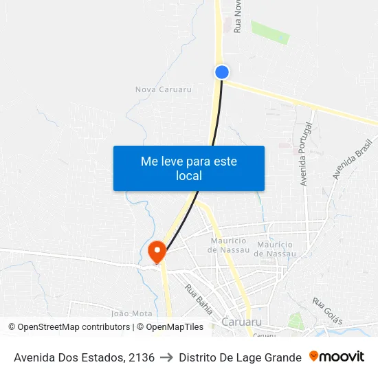 Avenida Dos Estados, 2136 to Distrito De Lage Grande map
