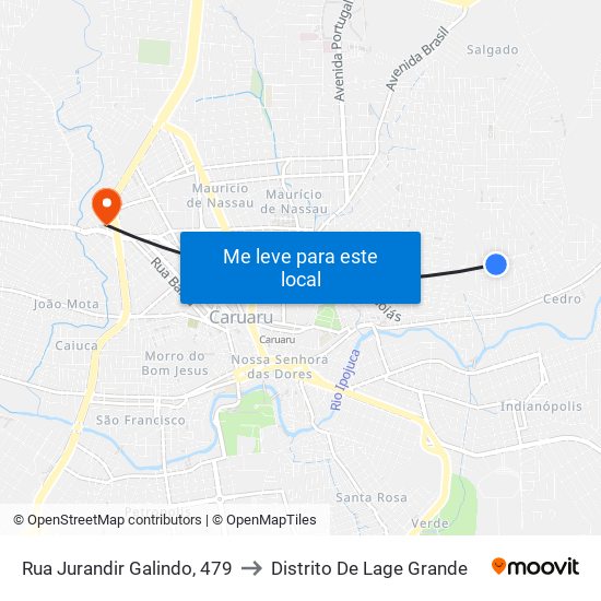 Rua Jurandir Galindo, 479 to Distrito De Lage Grande map