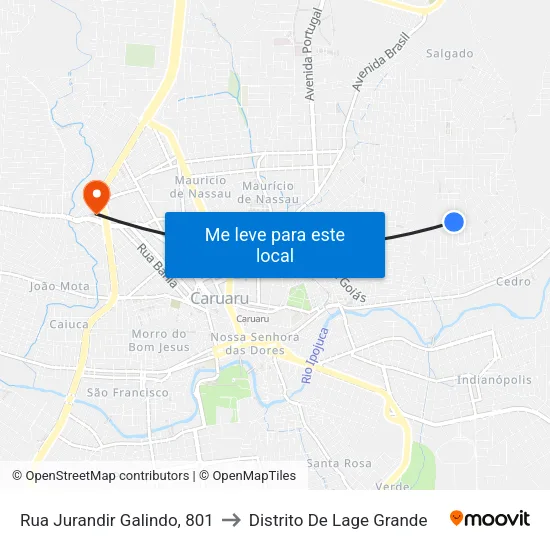 Rua Jurandir Galindo, 801 to Distrito De Lage Grande map