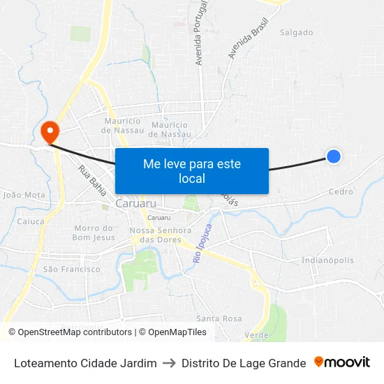 Loteamento Cidade Jardim to Distrito De Lage Grande map