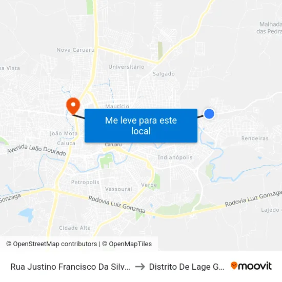 Rua Justino Francisco Da Silva, 1400 to Distrito De Lage Grande map