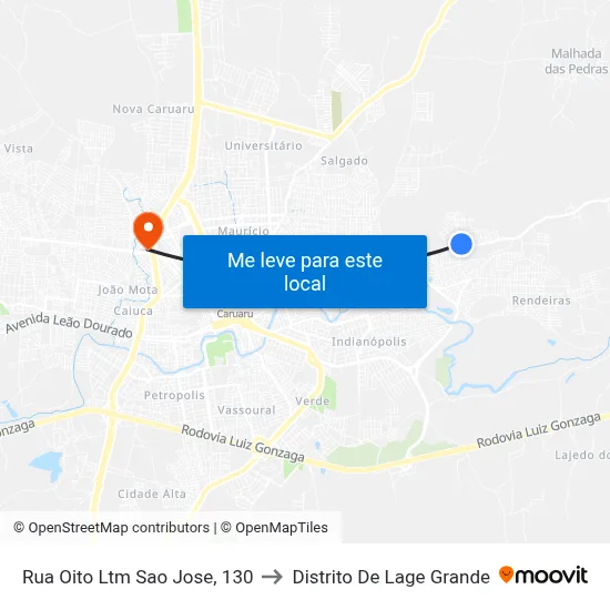 Rua Oito Ltm Sao Jose, 130 to Distrito De Lage Grande map