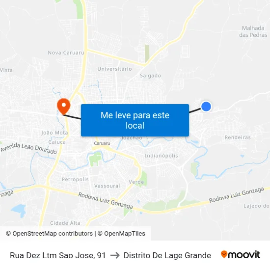 Rua Dez Ltm Sao Jose, 91 to Distrito De Lage Grande map