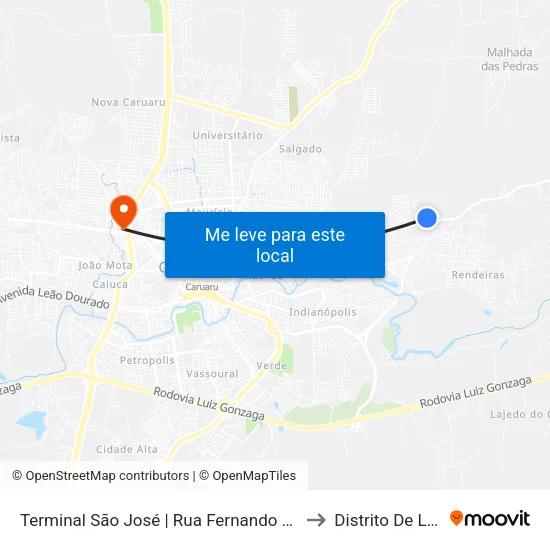Terminal São José | Rua Fernando Bernardino De Lucena, 538 to Distrito De Lage Grande map