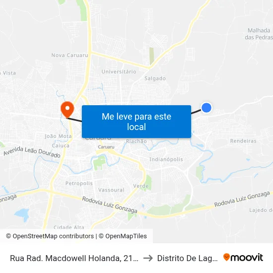Rua Rad. Macdowell Holanda, 21 |  Praça Do Pneu to Distrito De Lage Grande map