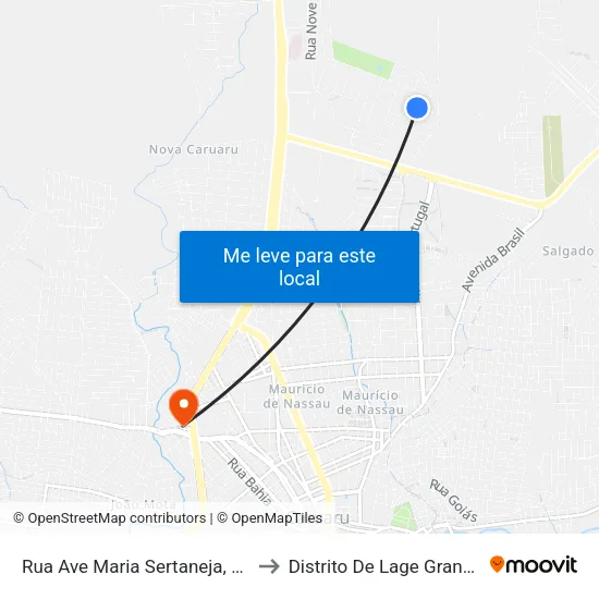 Rua Ave Maria Sertaneja, 58 to Distrito De Lage Grande map