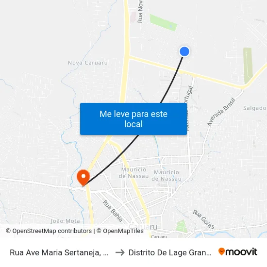 Rua Ave Maria Sertaneja, 84 to Distrito De Lage Grande map