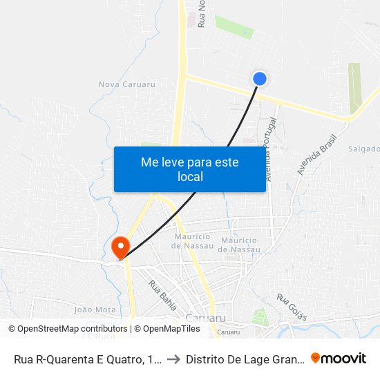 Rua Escritor Nelson Barbalho, 33 to Distrito De Lage Grande map