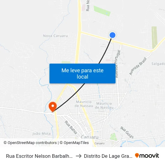 Rua Escritor Nelson Barbalho, 33 to Distrito De Lage Grande map