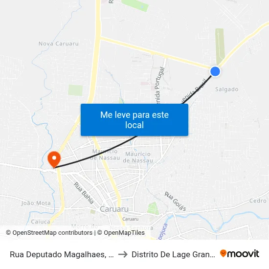 Rua Deputado Magalhaes, 91 to Distrito De Lage Grande map