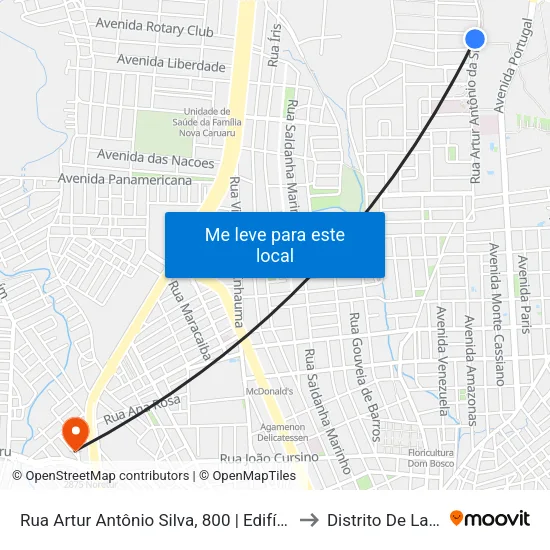 Rua Artur Antônio Silva, 800 | Edifício Mediterrâneo Club to Distrito De Lage Grande map