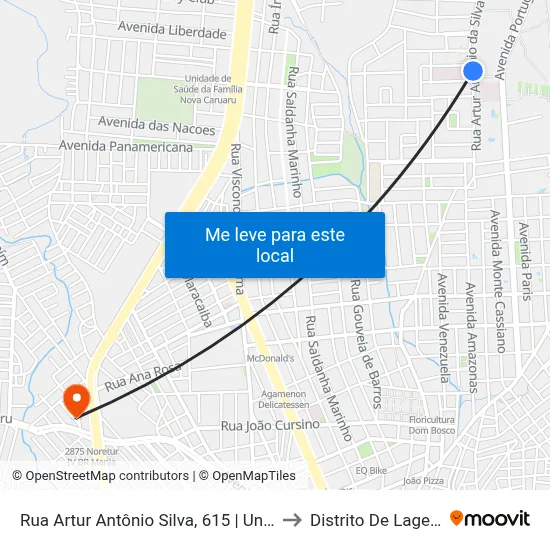Rua Artur Antônio Silva, 615 | Unimed Caruaru to Distrito De Lage Grande map