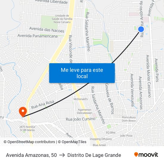 Avenida Amazonas, 50 to Distrito De Lage Grande map