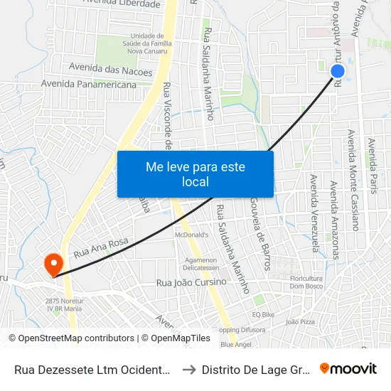 Rua Dezessete Ltm Ocidental, 211 to Distrito De Lage Grande map