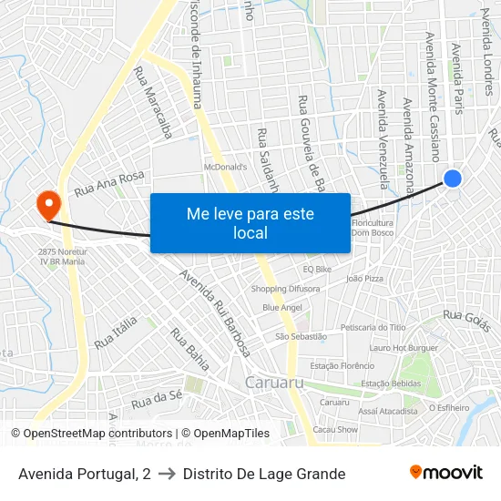 Avenida Portugal, 2 to Distrito De Lage Grande map