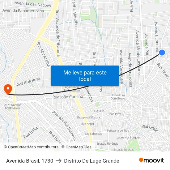 Avenida Brasil, 1730 to Distrito De Lage Grande map