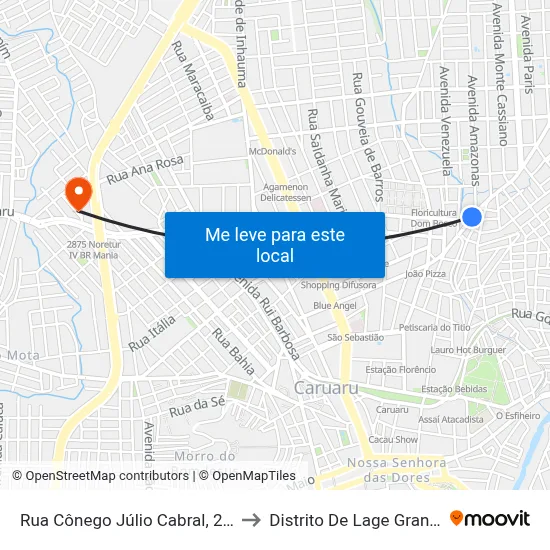 Rua Cônego Júlio Cabral, 282 to Distrito De Lage Grande map