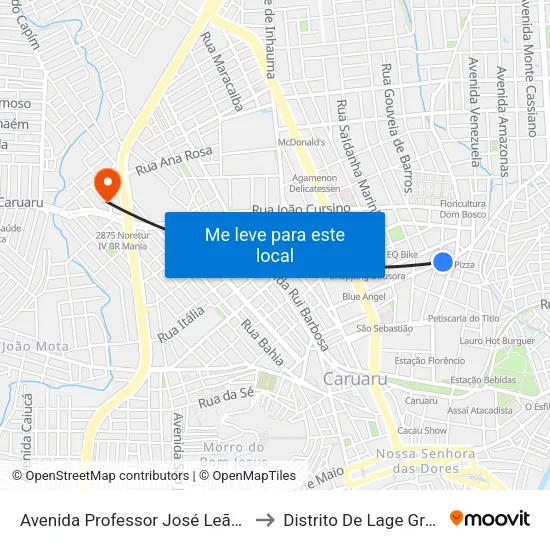 Avenida Professor José Leão, 558 to Distrito De Lage Grande map
