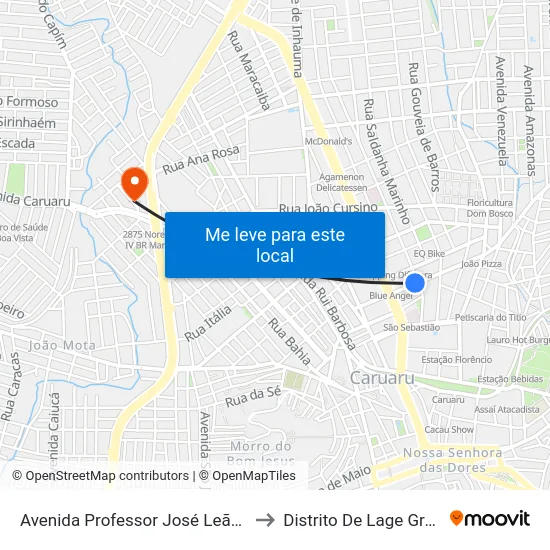 Avenida Professor José Leão, 275 to Distrito De Lage Grande map